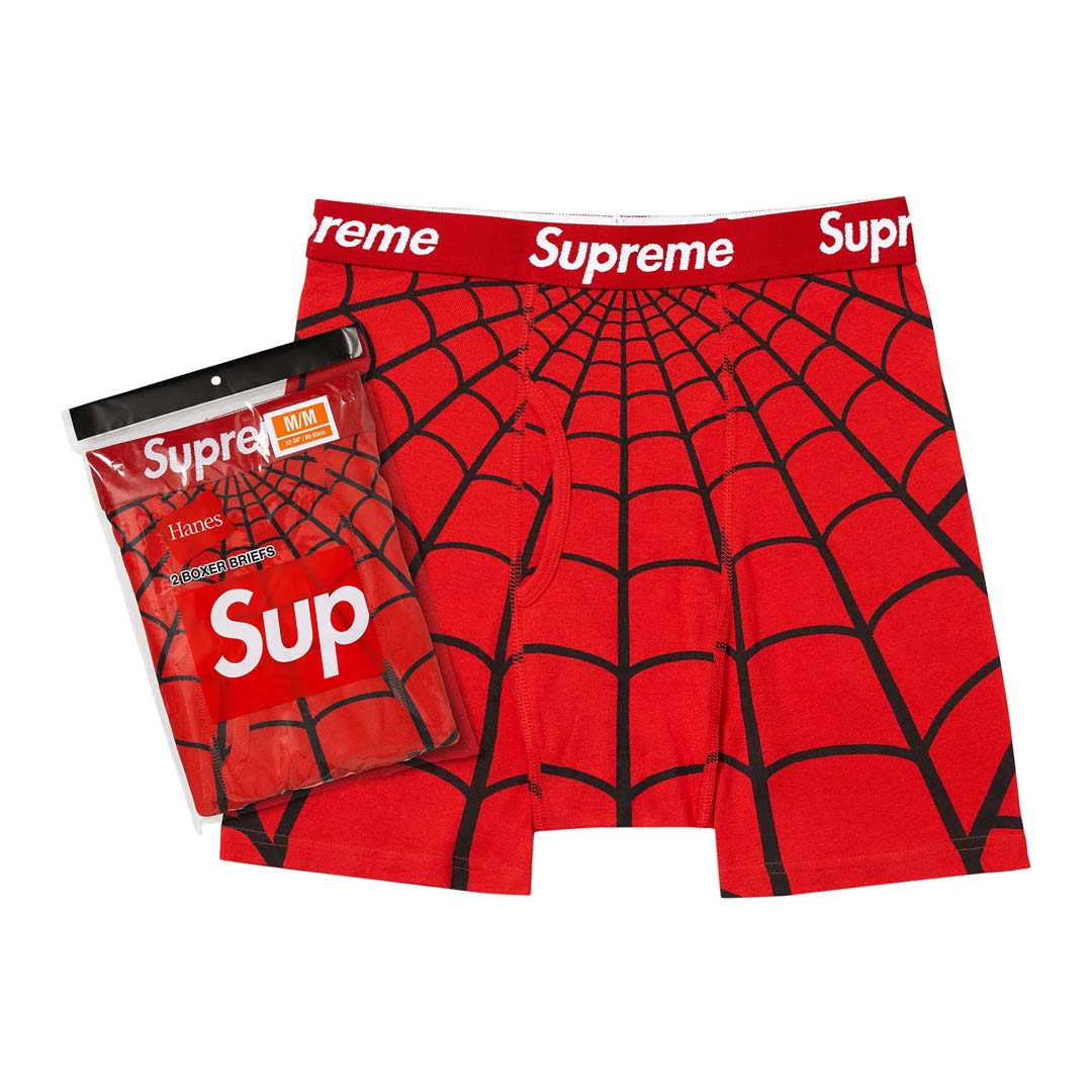 Supreme x Hanes Spider-Man Boxer Briefs (2 Pack) 'Red' by Supreme - NWAHYPE No.1 for streetwear Accessories in USA