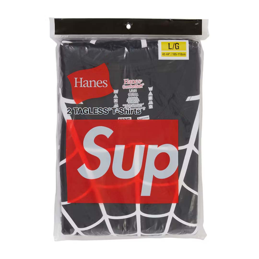 Supreme x Hanes Spider-Man Tagless Tees (2 Pack) 'Black' by Supreme - NWAHYPE No.1 for streetwear T-Shirts in USA