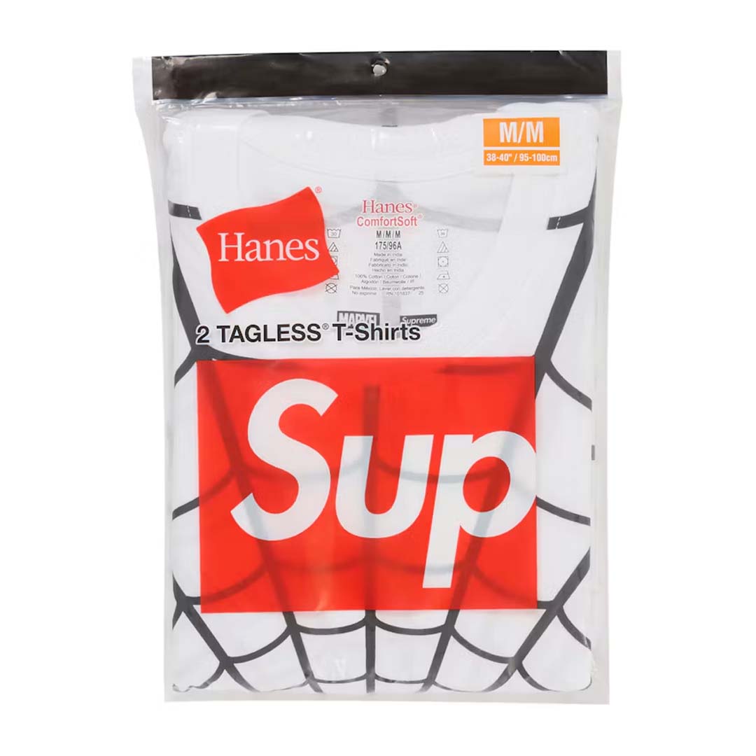 Supreme x Hanes Spider-Man Tagless Tees (2 Pack) 'White' by Supreme - NWAHYPE No.1 for streetwear T-Shirts in USA