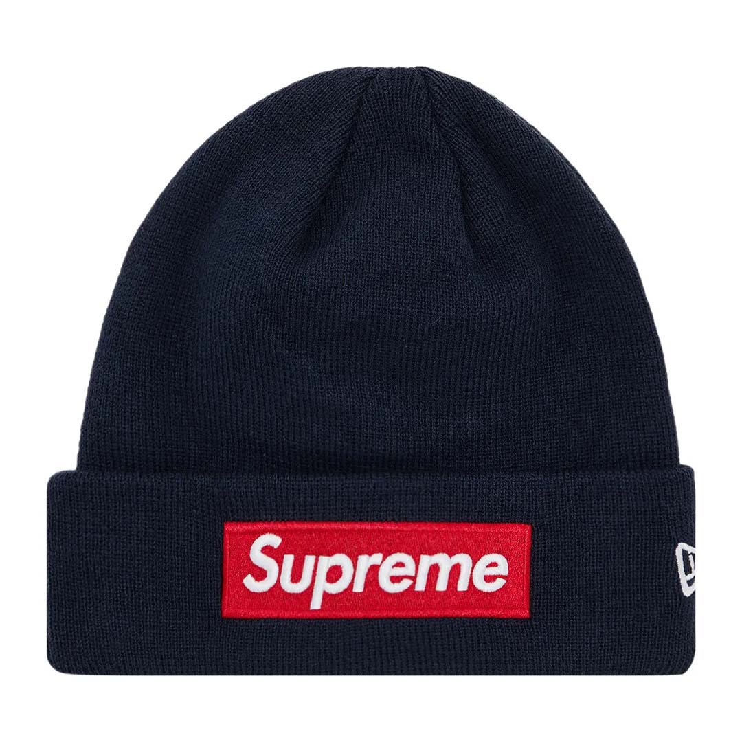 Supreme x New Era Box Logo Beanie 'Navy Red' by Supreme - NWAHype No.1 for streetwear Beanies in USA