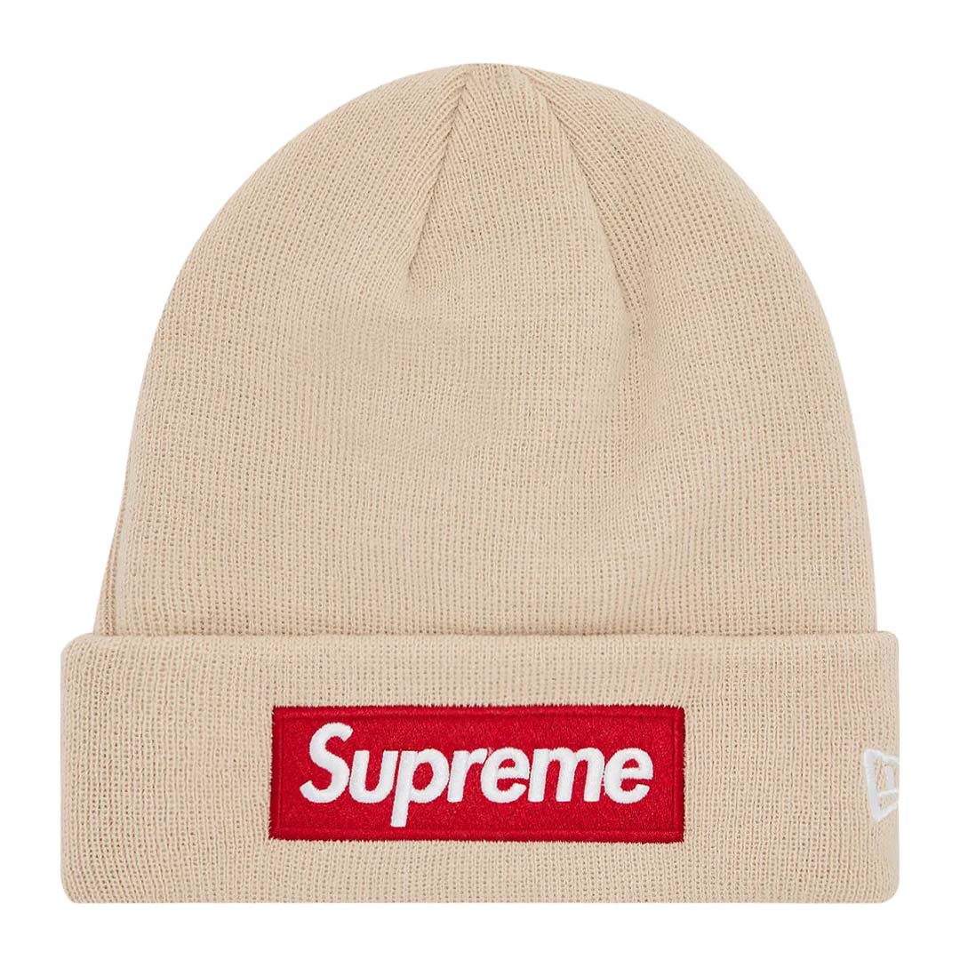 Supreme x New Era Box Logo Beanie 'Stone Red' by Supreme - NWAHype No.1 for streetwear Beanies in USA
