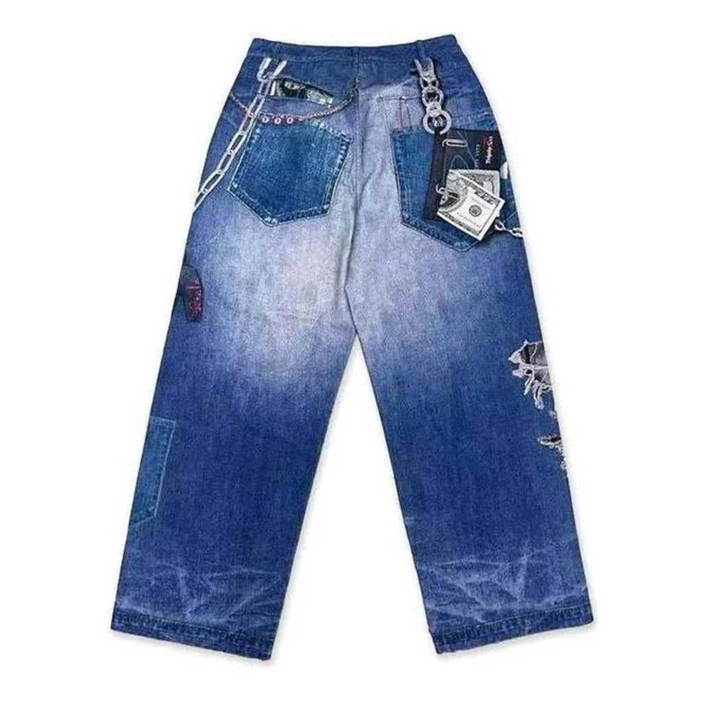 Triple Sevens 2D Baggy Blue Jeans by Triple Sevens - NWAHype 1 for streetwear Pants in USA
