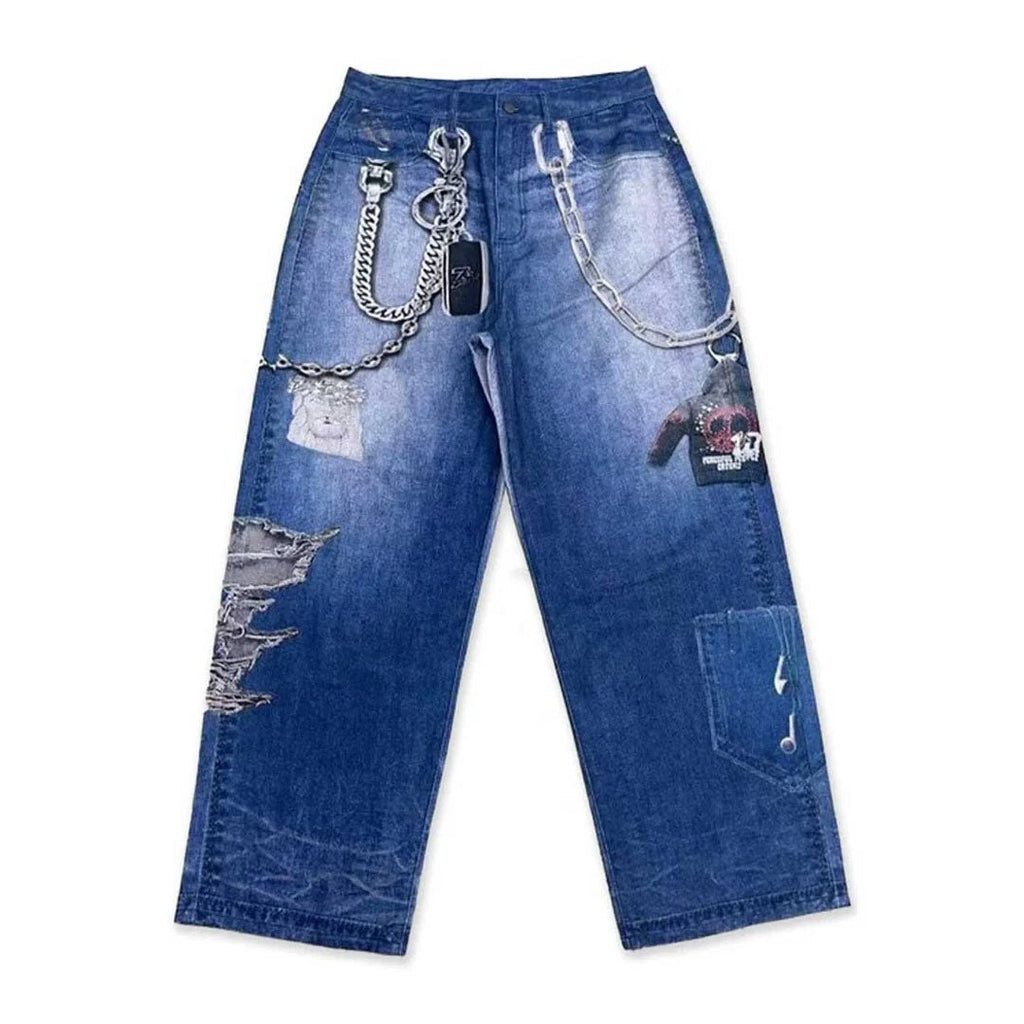 Triple Sevens 2D Baggy Blue Jeans by Triple Sevens - NWAHype 1 for streetwear Pants in USA