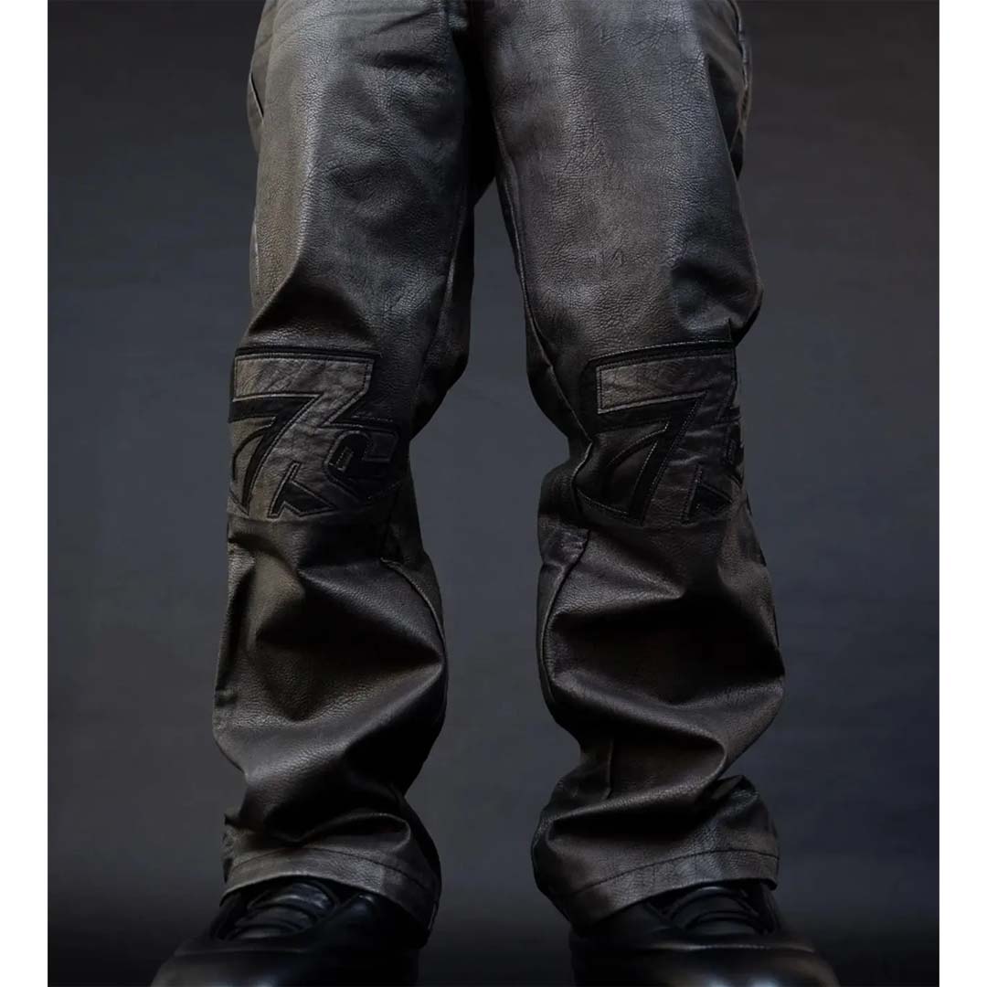 Triple Sevens Black Leather PU Pants by Triple Sevens - NWAHype 1 for streetwear Pants in USA