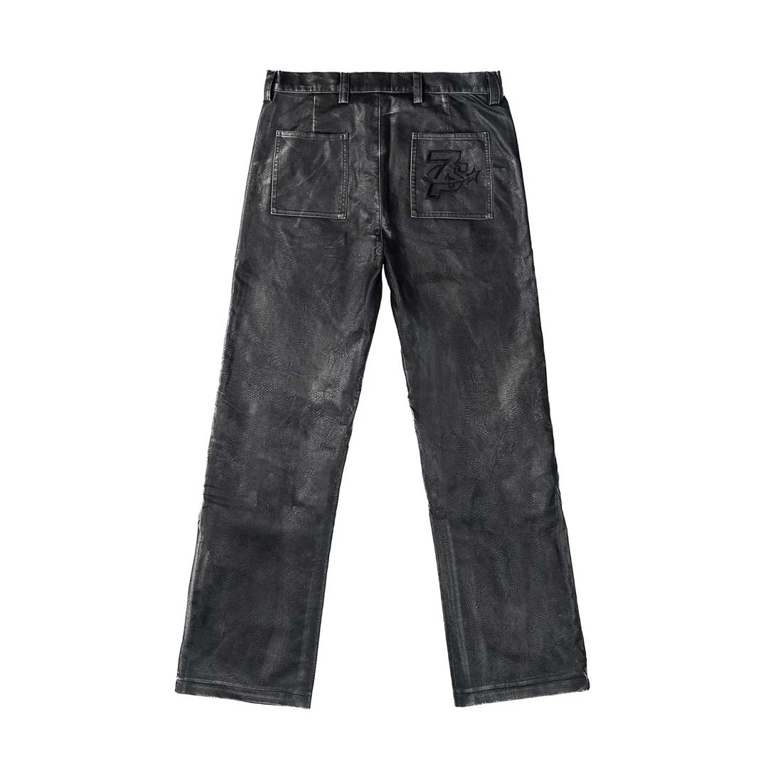 Triple Sevens Black Leather PU Pants by Triple Sevens - NWAHype 1 for streetwear Pants in USA