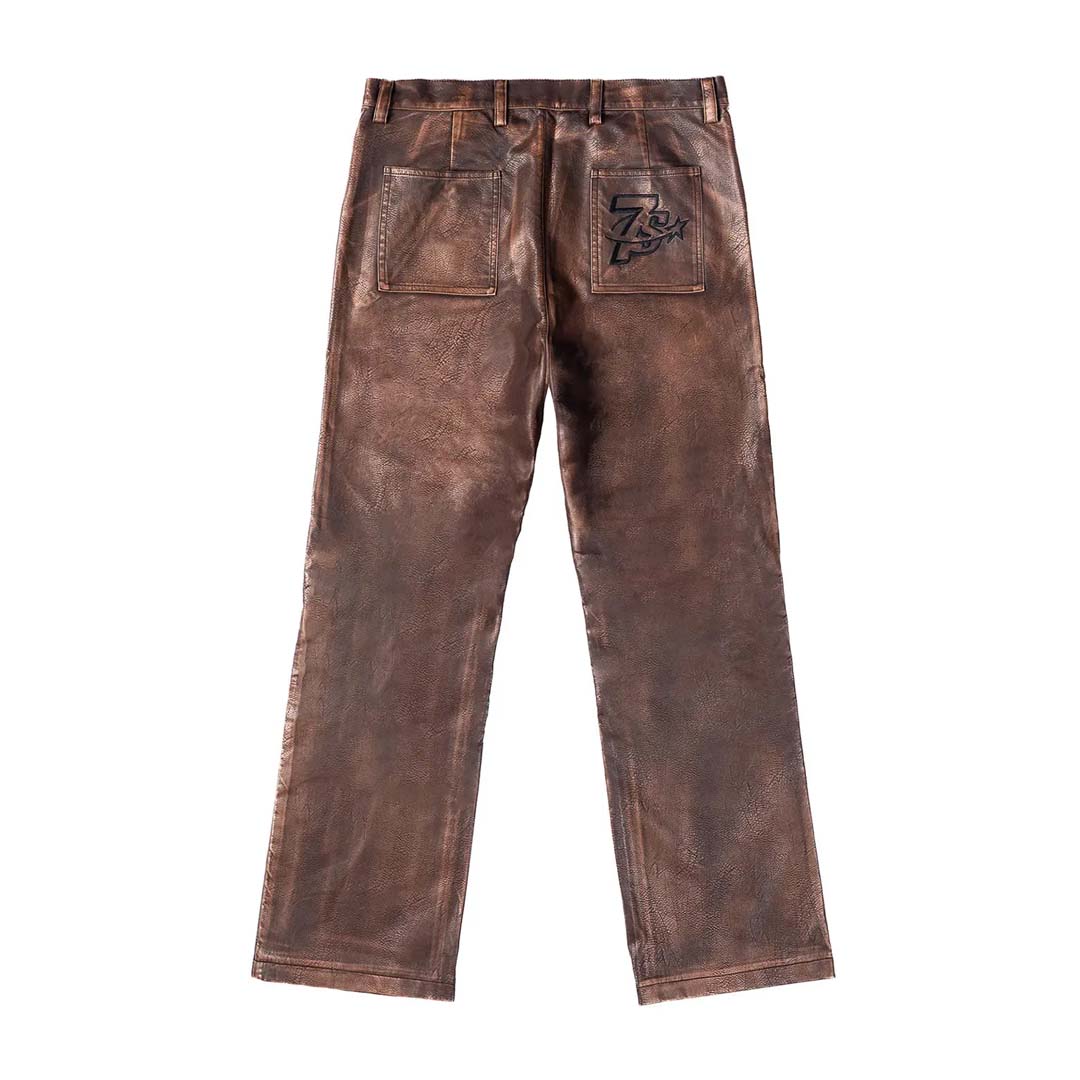 Triple Sevens Brown Leather PU Pants by Triple Sevens - NWAHype 1 for streetwear Pants in USA