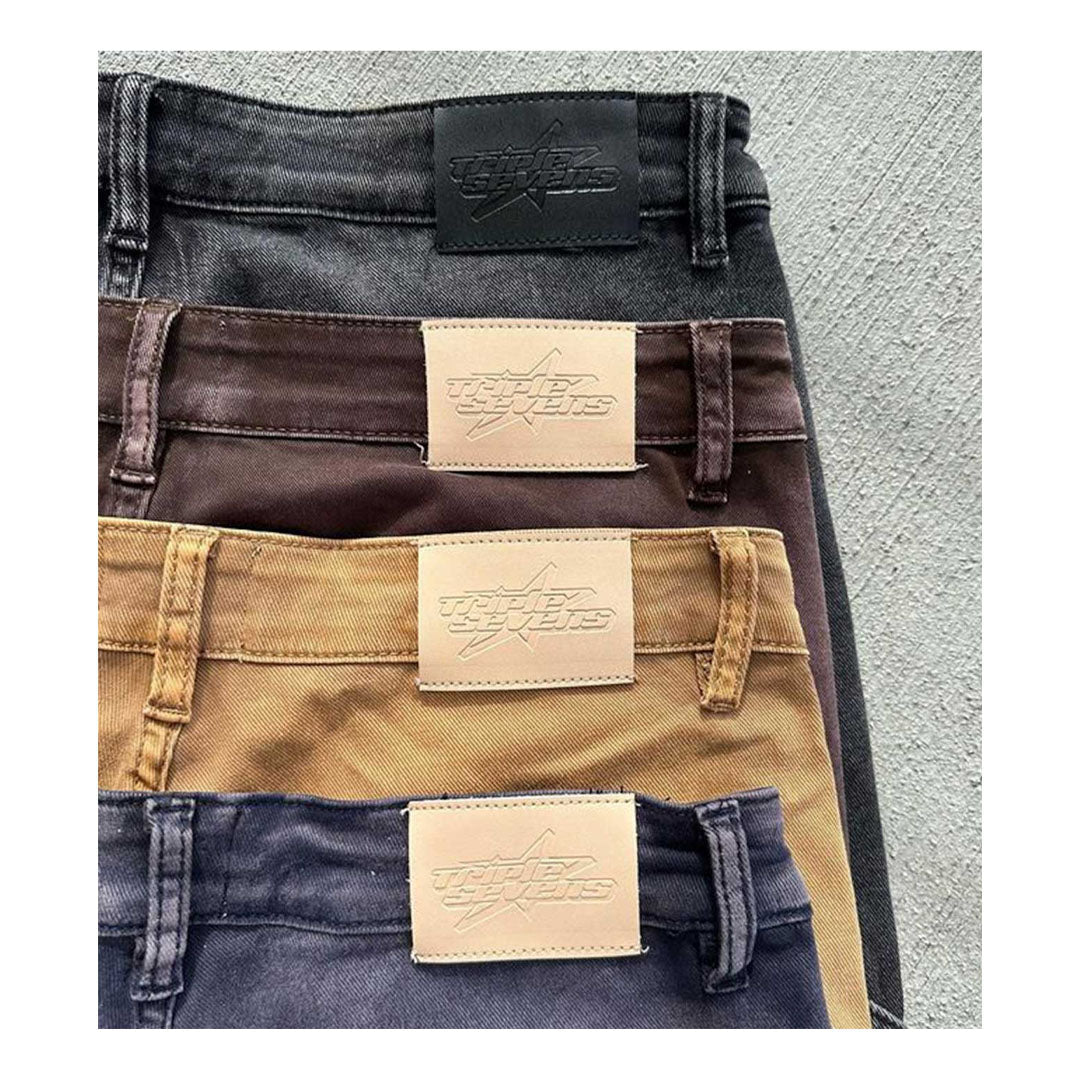Triple Sevens Flare Denim Khaki Pants by Triple Sevens - NWAHype No.1 for streetwear Pants in USA