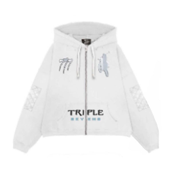 Triple Sevens Moto White Zip Up Hoodie by Triple Sevens - NWAHYPE No.1 for streetwear Hoodies in USA