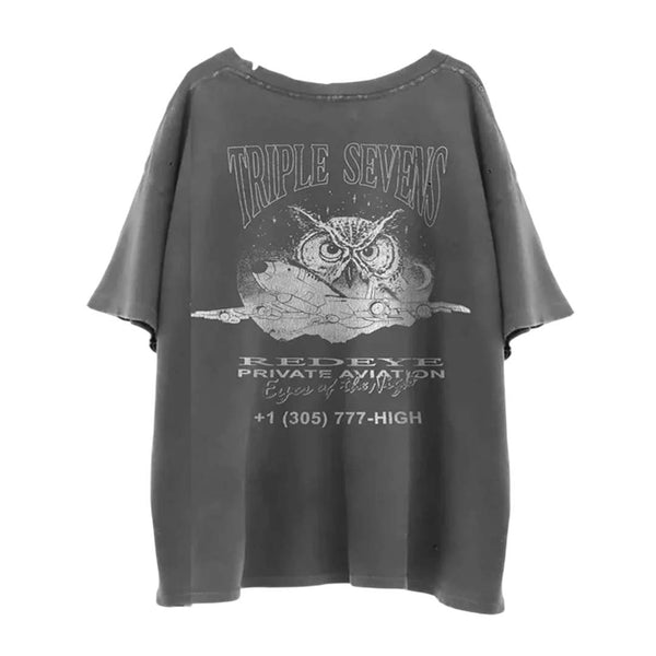 Triple Sevens Night Owl Faded Black Tee by Triple Sevens - NWAHYPE No.1 for streetwear T-Shirts in USA