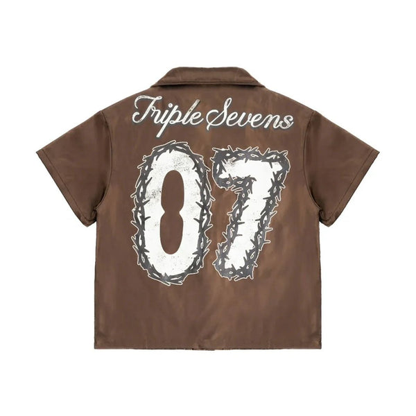 Triple Sevens Nylon Button Up Brown by Triple Sevens - NWAHype 1 for streetwear T-Shirts in USA