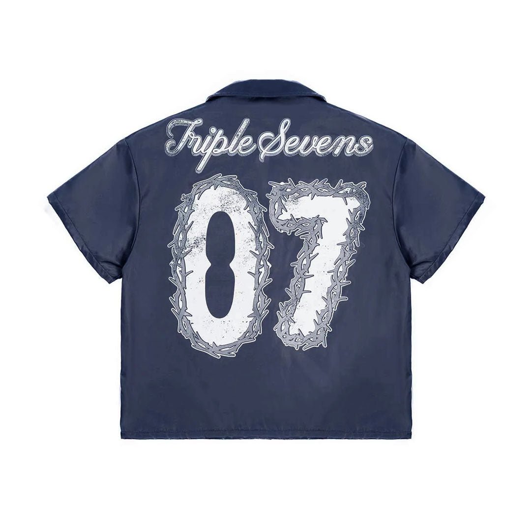 Triple Sevens Nylon Button Up Navy by Triple Sevens - NWAHype No.1 for streetwear T-Shirts in USA