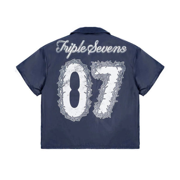 Triple Sevens Nylon Button Up Navy by Triple Sevens - NWAHype No.1 for streetwear T-Shirts in USA