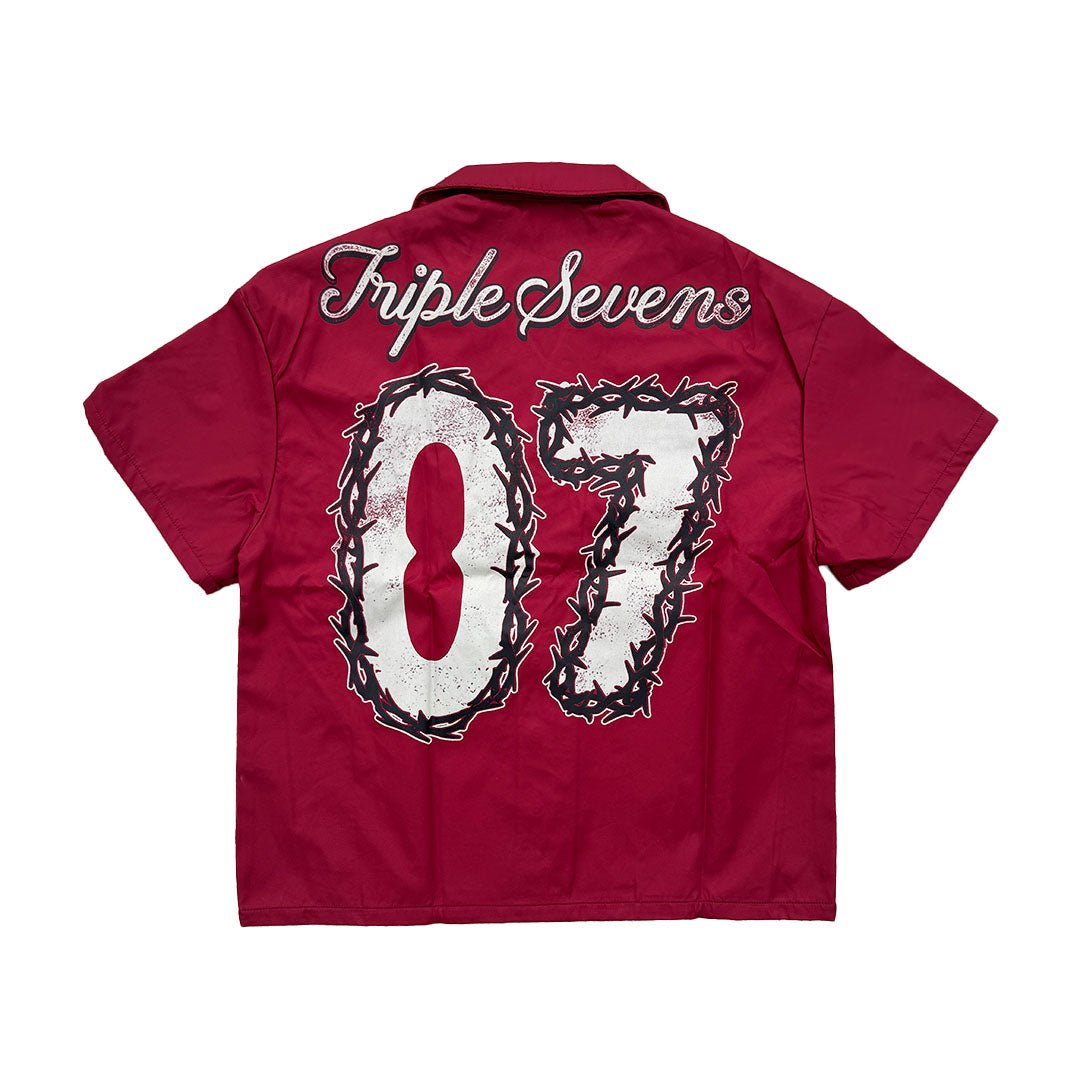 Triple Sevens Nylon Button Up Shirt Red by Triple Sevens - NWAHype 1 for streetwear T-Shirts in USA