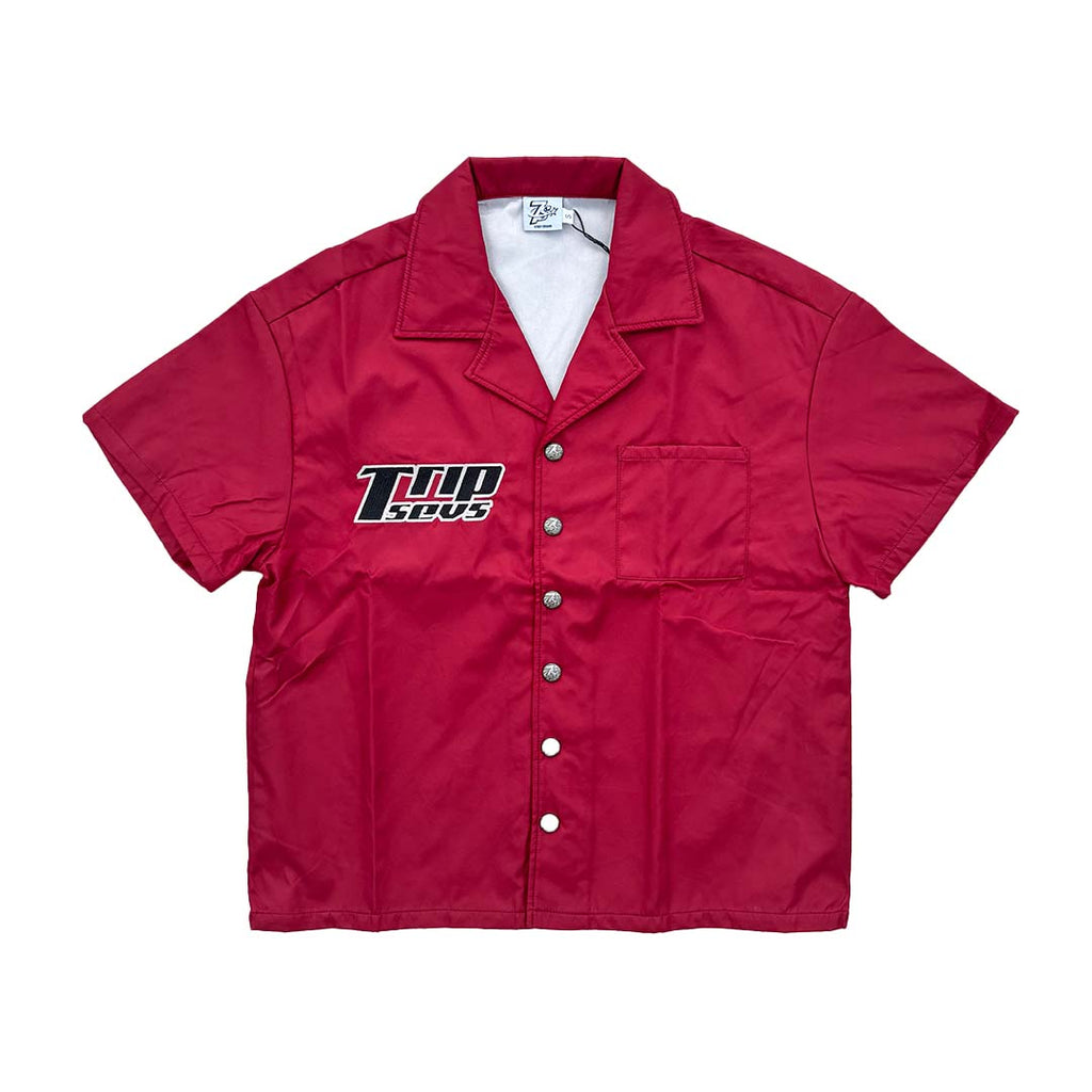 Triple Sevens Nylon Button Up Shirt Red by Triple Sevens - NWAHype 1 for streetwear T-Shirts in USA