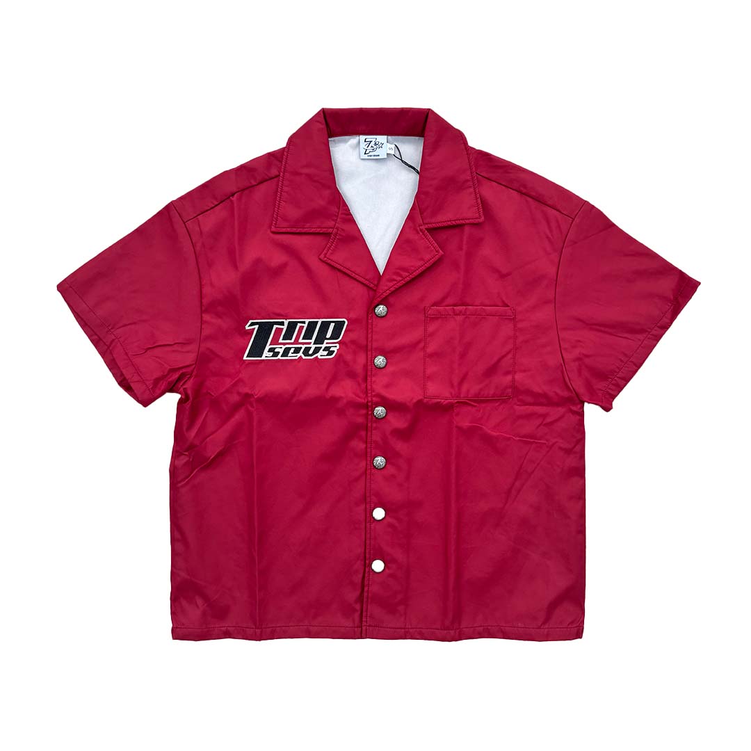 Triple Sevens Nylon Button Up Shirt Red by Triple Sevens - NWAHype 1 for streetwear T-Shirts in USA