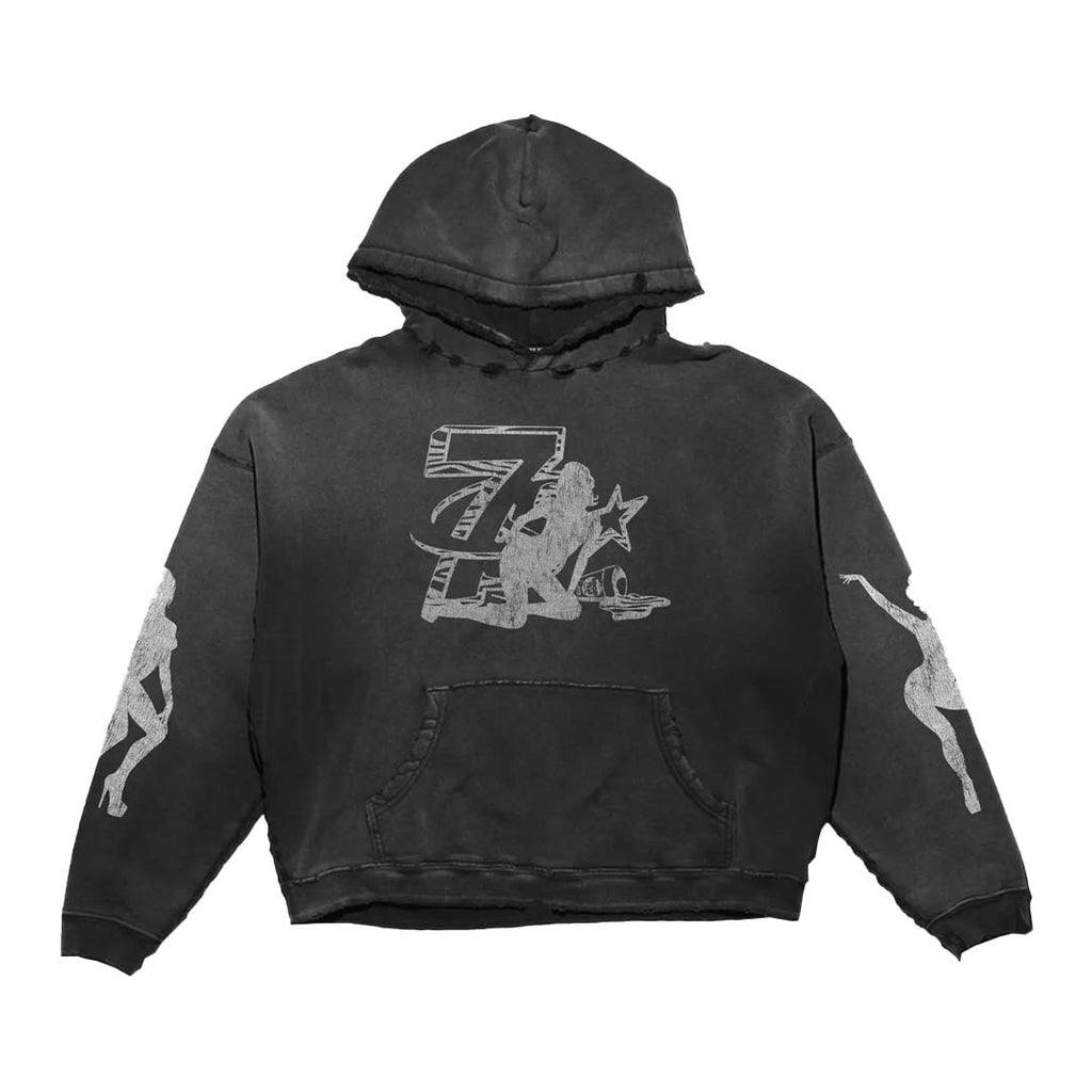 Triple Sevens Trap Hoodie Black Distressed by Triple Sevens - NWAHype 1 for streetwear Hoodies in USA