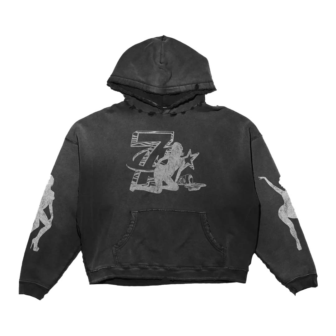 Triple Sevens Trap Hoodie Black Distressed by Triple Sevens - NWAHype 1 for streetwear Hoodies in USA