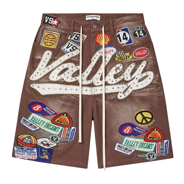 Vale Forever 1980s Patches Shorts Brown by Vale Forever - NWAHYPE No.1 for streetwear Shorts in USA