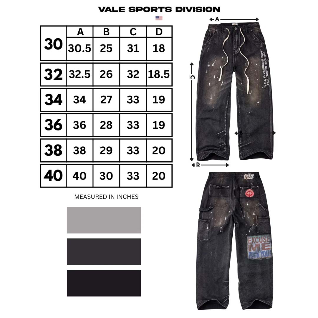 Vale Forever American Hope Painters Denim Carpenter Pants Black by Vale Forever - NWAHYPE No.1 for streetwear Pants in USA