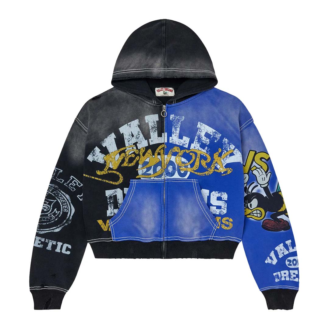 Vale Forever Bipolar Big Zip Up 'Black/Blue' by Vale Forever - NWAHype No.1 for streetwear Hoodies in USA