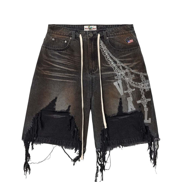 Vale Forever Chain Denim Shorts Black by Vale Forever - NWAHYPE No.1 for streetwear Shorts in USA