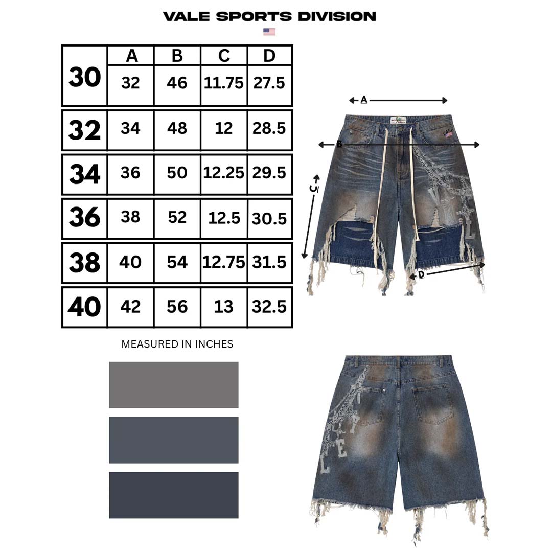 Vale Forever Chain Denim Shorts Blue by Vale Forever - NWAHYPE No.1 for streetwear Shorts in USA