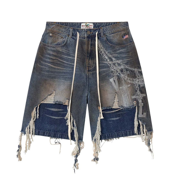 Vale Forever Chain Denim Shorts Blue by Vale Forever - NWAHYPE No.1 for streetwear Shorts in USA