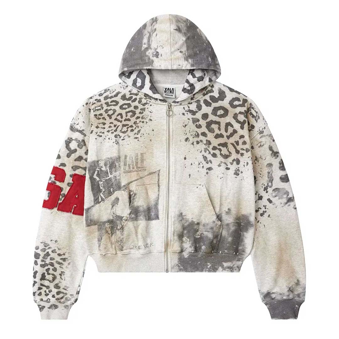 Vale Forever Cheetah Zip Up Hoodie Grey by Vale Forever - NWAHype No.1 for streetwear Hoodies in USA