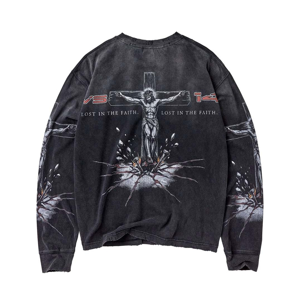 Vale Forever Concrete Cross Long Sleeve Tee Black Red by Vale Forever - NWAHYPE No.1 for streetwear T-Shirts in USA