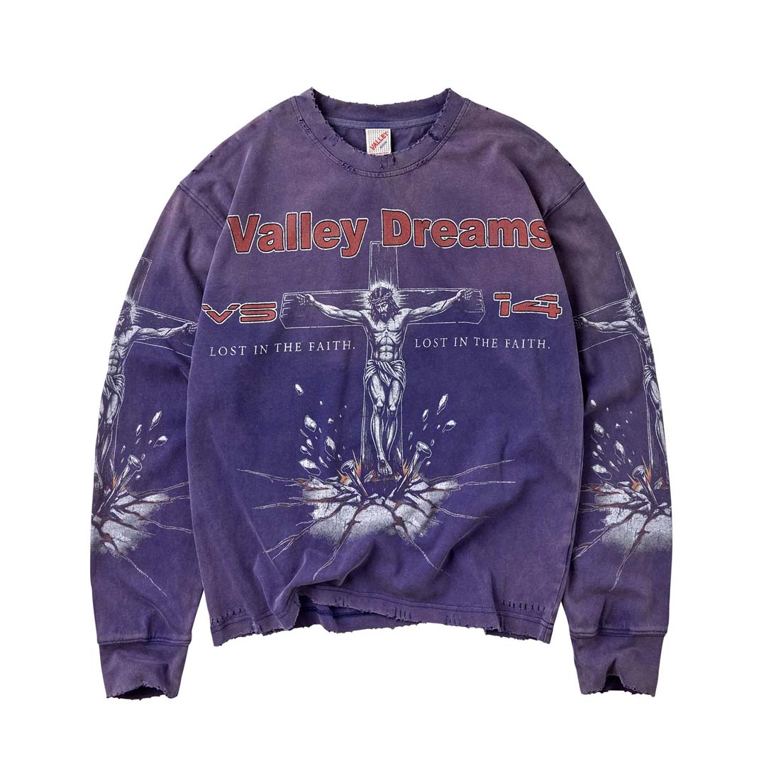 Vale Forever Concrete Cross Long Sleeve Tee Navy Red by Vale Forever - NWAHYPE No.1 for streetwear T-Shirts in USA