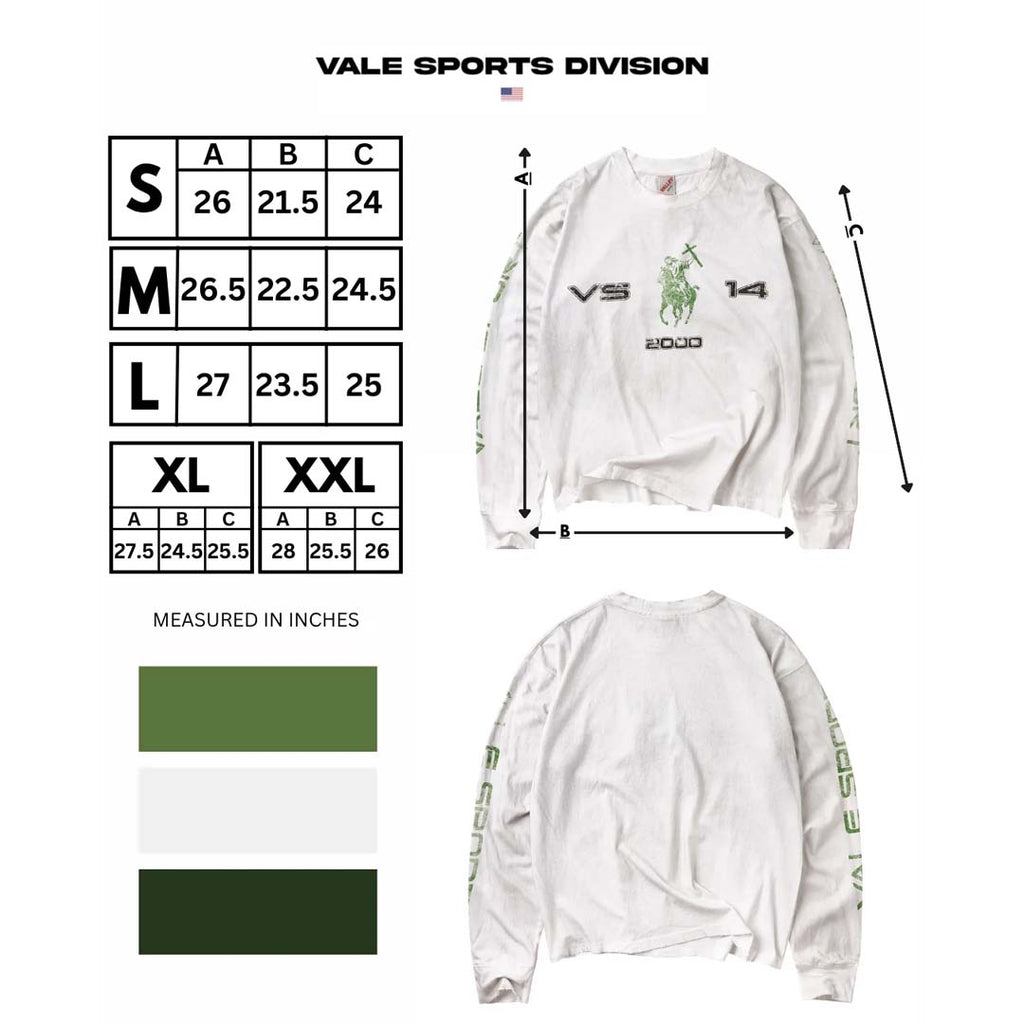 Vale Forever Crusader Long Sleeve Tee White Green by Vale Forever - NWAHYPE No.1 for streetwear T-Shirts in USA