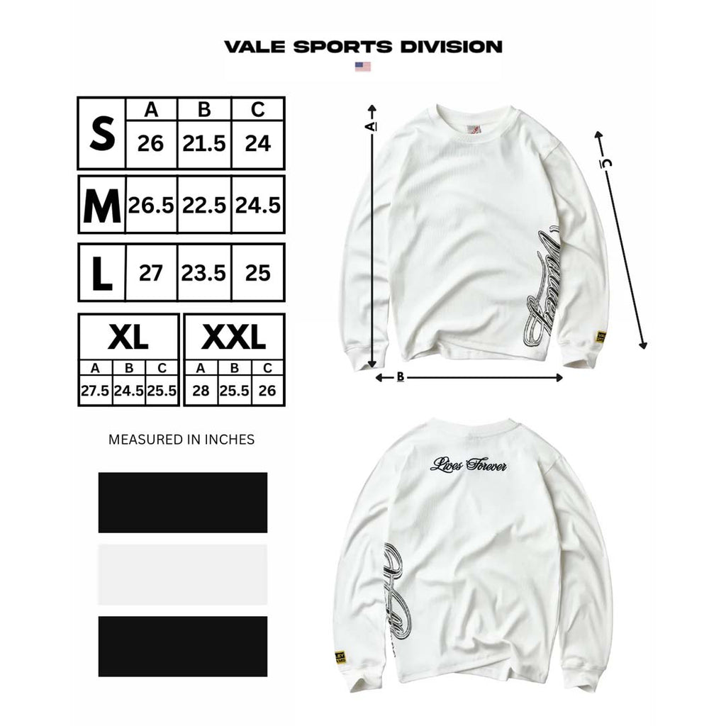 Vale Forever Cursive Thermal Long Sleeve White by Vale Forever - NWAHYPE No.1 for streetwear T-Shirts in USA