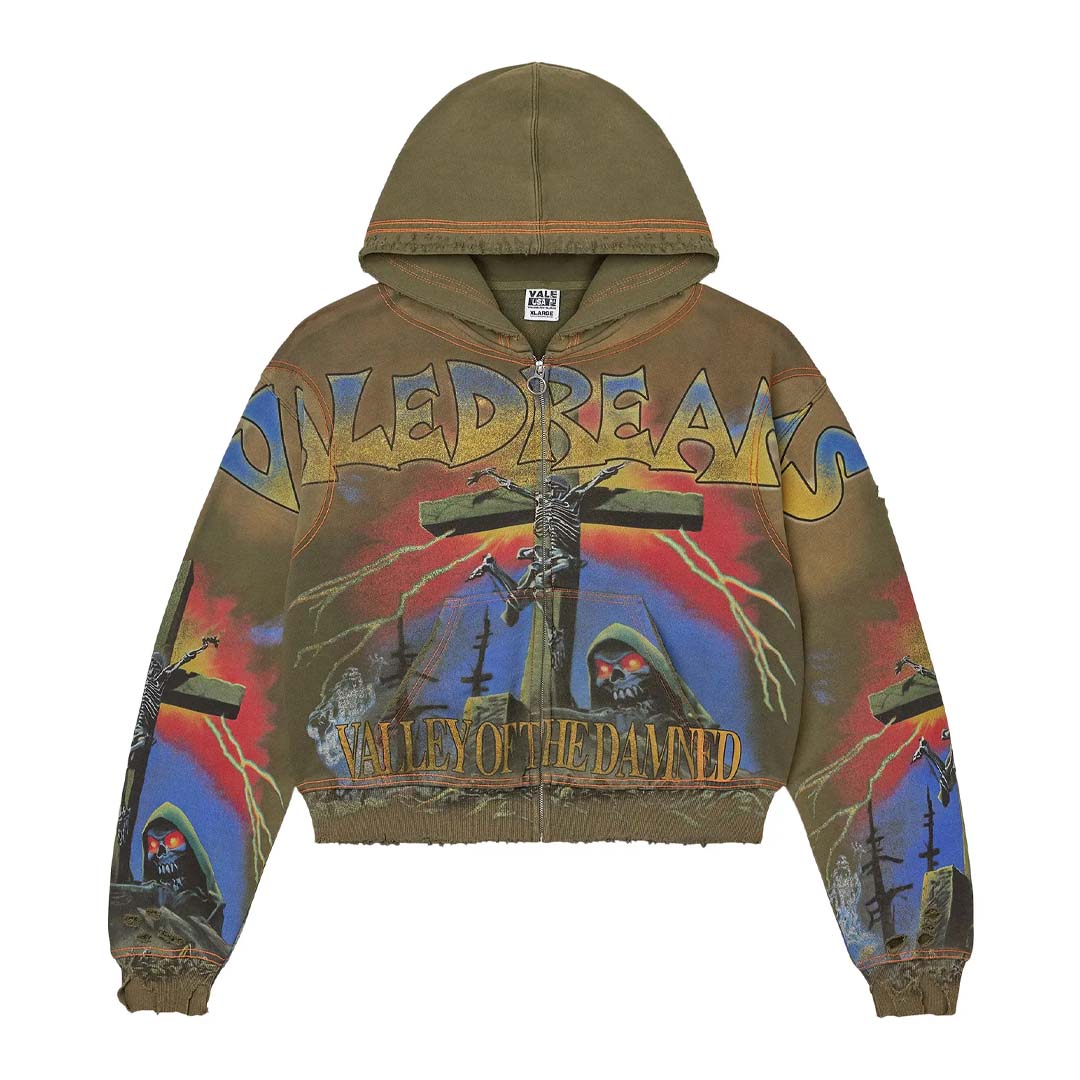 Vale Forever Damned Big Zip Up Hoodie 'Green' by Vale Forever - NWAHype No.1 for streetwear Hoodies in USA