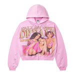 Vale Forever Dreams Distressed Zip Up Hoodie 'Pink' by NWAHype - NWAHype No.1 for streetwear in USA