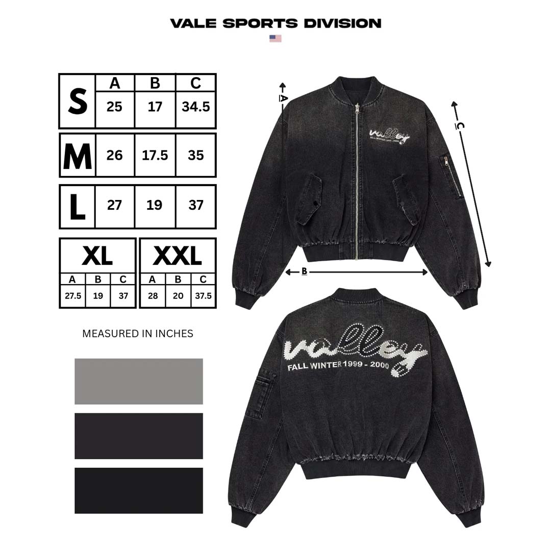 Vale Forever Noir Zip Up Bomber Jacket Faded Black by Vale Forever - NWAHYPE No.1 for streetwear Hoodies in USA