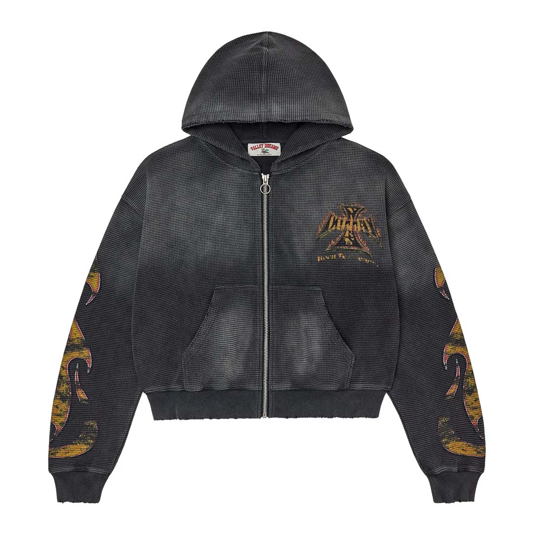 Vale Forever Reborn Waffle Zip Up Hoodie 'Black' by Vale Forever - NWAHype No.1 for streetwear Hoodies in USA