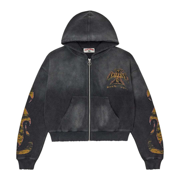 Vale Forever Reborn Waffle Zip Up Hoodie 'Black' by Vale Forever - NWAHype No.1 for streetwear Hoodies in USA