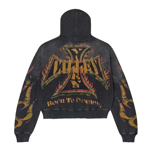 Vale Forever Reborn Waffle Zip Up Hoodie 'Black' by Vale Forever - NWAHype No.1 for streetwear Hoodies in USA