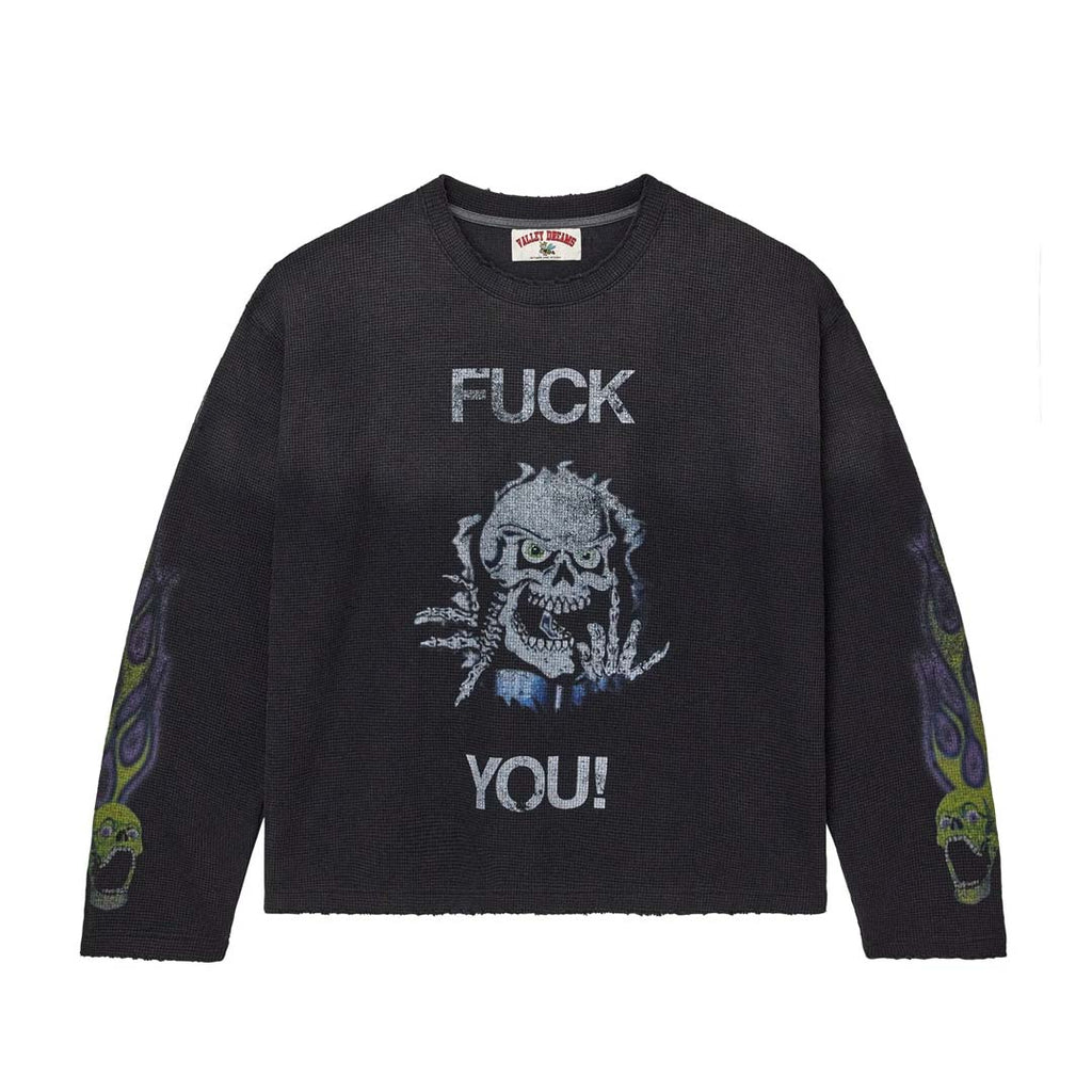 Vale Forever Skullie Thermal Long Sleeve Tee Black by Vale Forever - NWAHYPE No.1 for streetwear T-Shirts in USA