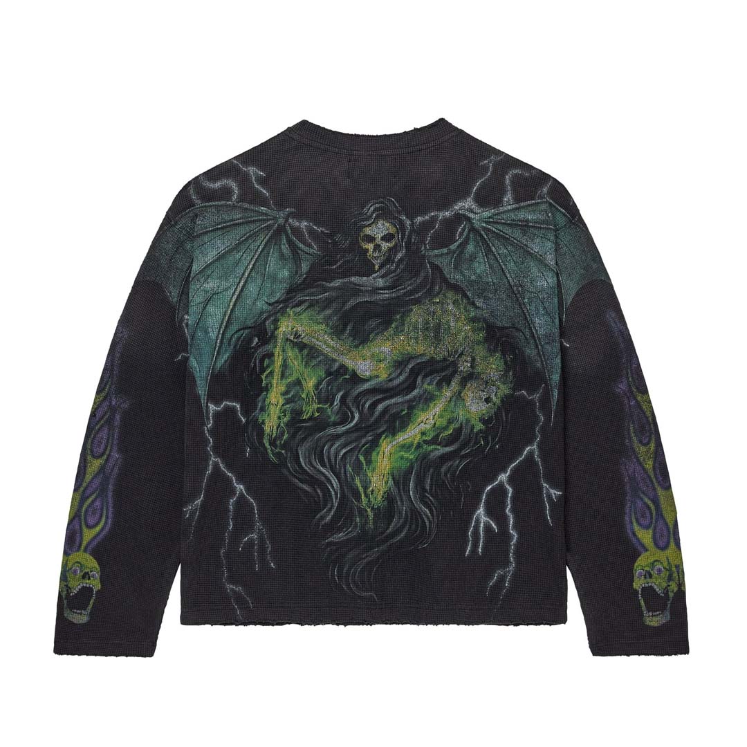 Vale Forever Skullie Thermal Long Sleeve Tee Black by Vale Forever - NWAHYPE No.1 for streetwear T-Shirts in USA