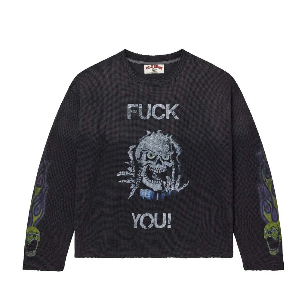 Vale Forever Skullie Thermal Long Sleeve Tee Black by Vale Forever - NWAHYPE No.1 for streetwear T-Shirts in USA