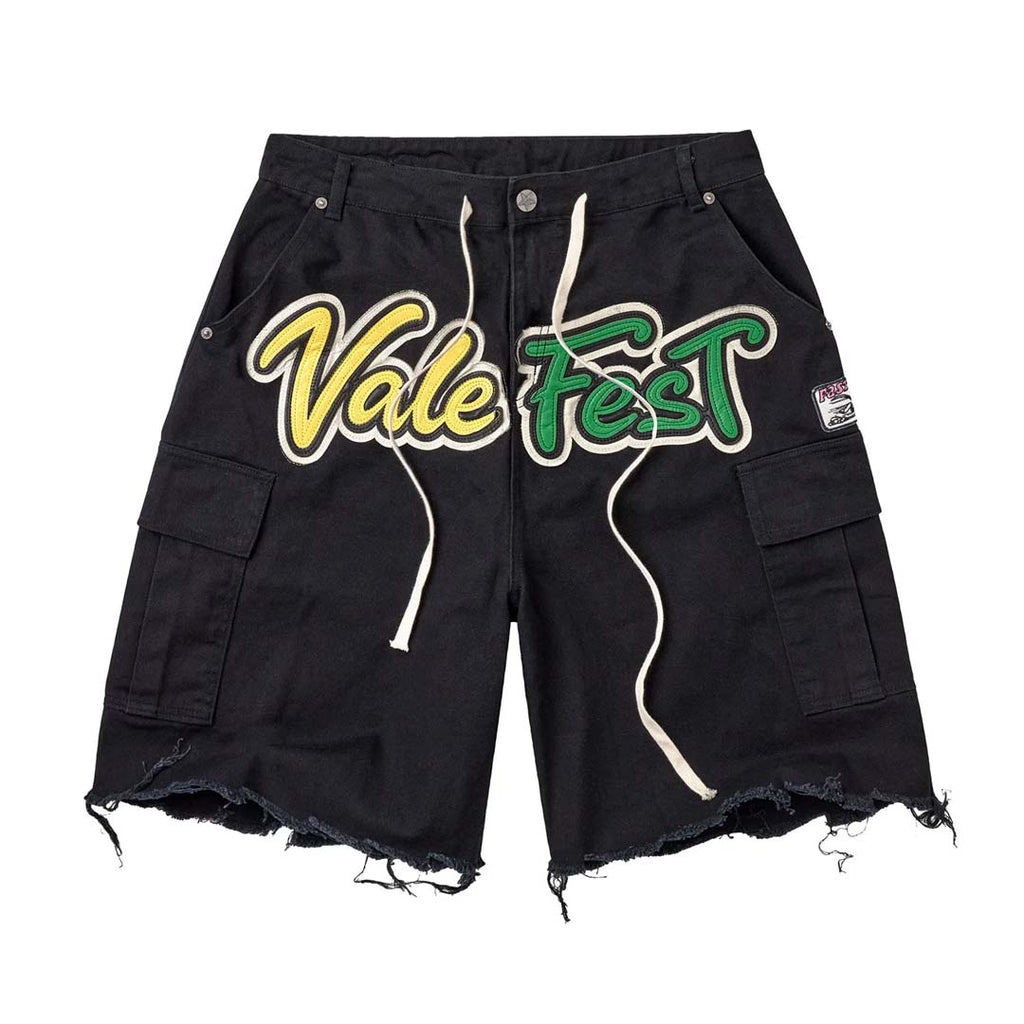 Vale Forever Vale Fest Cargo Shorts Black Yellow Green by Vale Forever - NWAHYPE No.1 for streetwear Shorts in USA