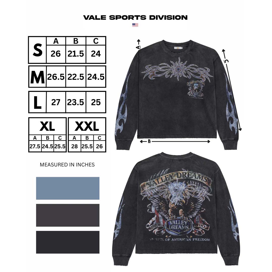 Vale Forever Valley Bling Long Sleeve Faded Black Tee by Vale Forever - NWAHYPE No.1 for streetwear T-Shirts in USA