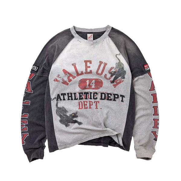 Vale Forever Varsity Long Sleeve Tee Grey Red by Vale Forever - NWAHYPE No.1 for streetwear T-Shirts in USA