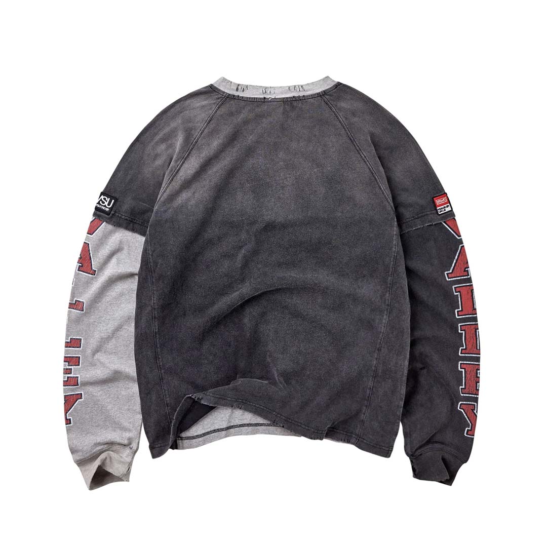 Vale Forever Varsity Long Sleeve Tee Grey Red by Vale Forever - NWAHYPE No.1 for streetwear T-Shirts in USA