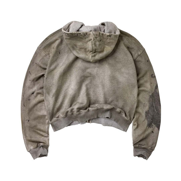 Vale Forever Varsity Zip Up Hoodie Distressed Grey Red by Vale Forever - NWAHYPE No.1 for streetwear Hoodies in USA