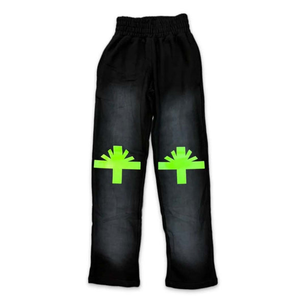 Vertabrae Black Green Knee Patch Sweatpants by Vertabrae - NWAHYPE No.1 for streetwear Pants in USA