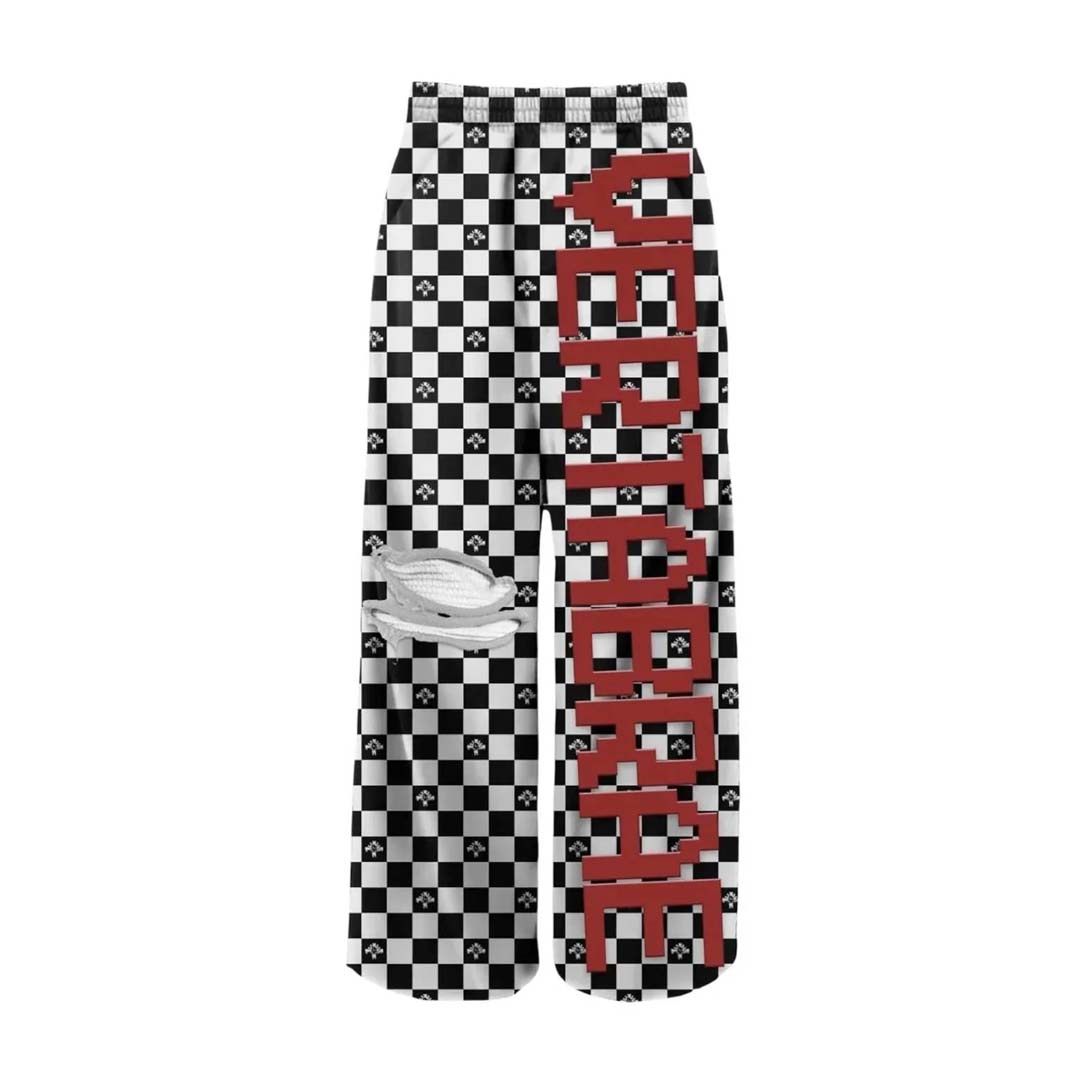 Vertabrae Checkered Grid Sweatpants White Red by Vertabrae - NWAHype No.1 for streetwear Pants in USA