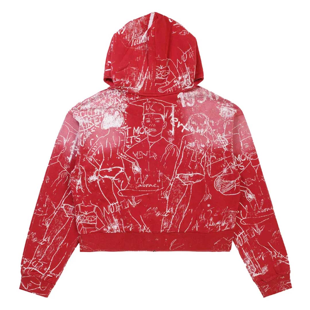 Vertabrae Silo Sketch Cropped Zip Hoodie Red by Vertabrae - NWAHype No.1 for streetwear Hoodies in USA