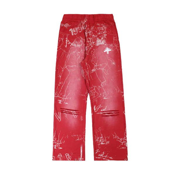 Vertabrae Silo Sketch Sweatpants Red by Vertabrae - NWAHype No.1 for streetwear Pants in USA